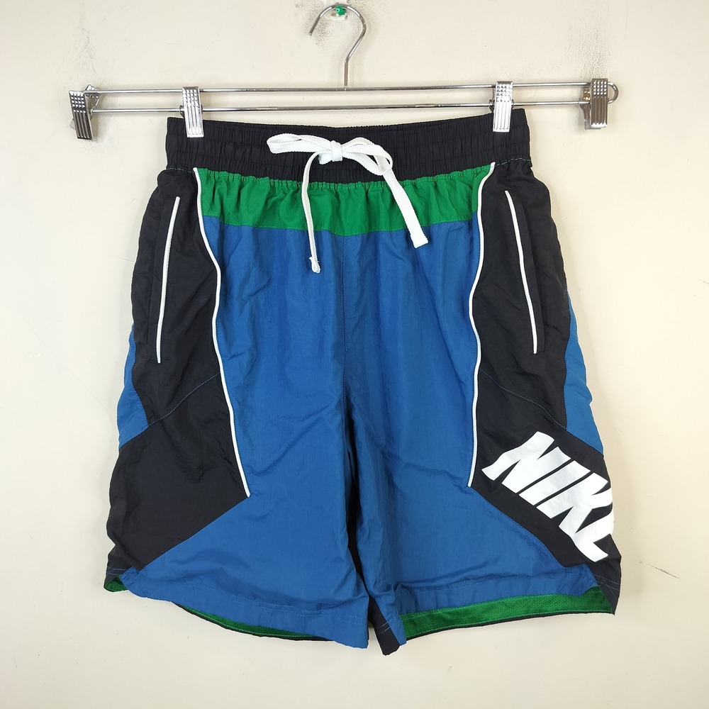 Nike Throwback Futura Shorts Mens Large Colorblock Nylon Retro Blue Green
